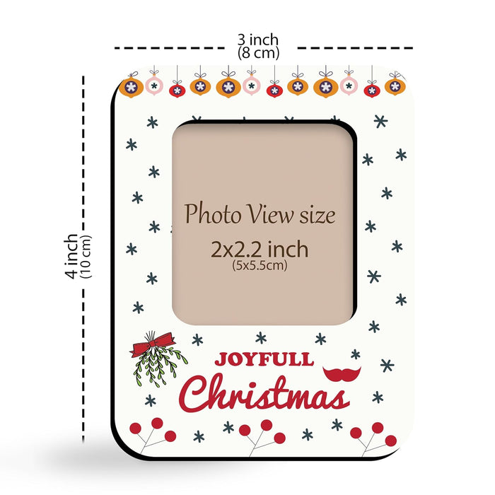 Magnetic MDF Fridge Photo Frame White Joyfull Christmas Magnetic Photo Frame for Refrigerator 8x10 cm