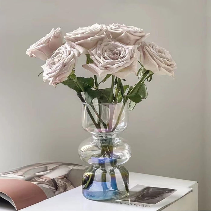 Glass Flower Vase for Modern Decorative Flower and Plants for Table Centerpiece Decoration (10x18 cm)
