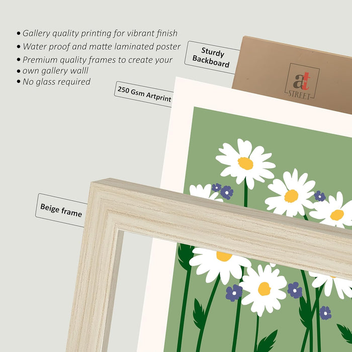 Pichwai Framed Wall Art Painting Home Décor Pack Of 3 | Digital Scenery Painting with Frame, Set Of 3, 22x46 cm, 33x44 cm