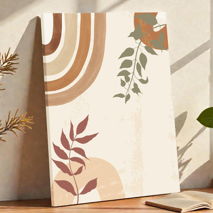 Abstract Botanical Leaves and rainbow Stretched Canvas Wall Art Modern Boho Illustration Painting for Home & Office Wall Decor, (16x22 Inch)