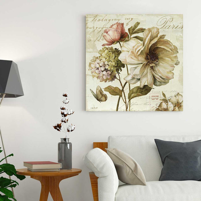 Stretched Canvas Painting Garden Theme Wall Art Print for Living Room (22x22 Inch)