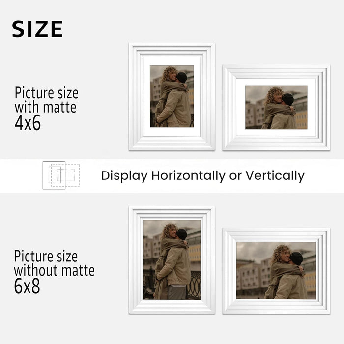 Premium White Photo Frame Set of 6 for Living Room | Classic Wooden Picture Frames for Photos, Artwork & Kids Room | Wall Décor (8x10 Inch)
