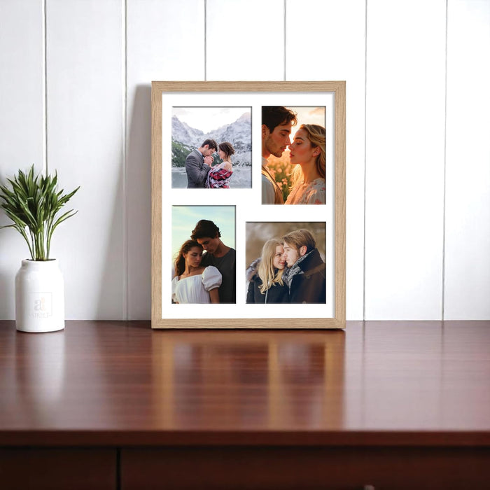 Photo Frame Collage 13x13, 10x15 cm Photos Display 4 Openings Wall Mounting Home Décor Multi Opening White Photo-Frame (31x39 cm)