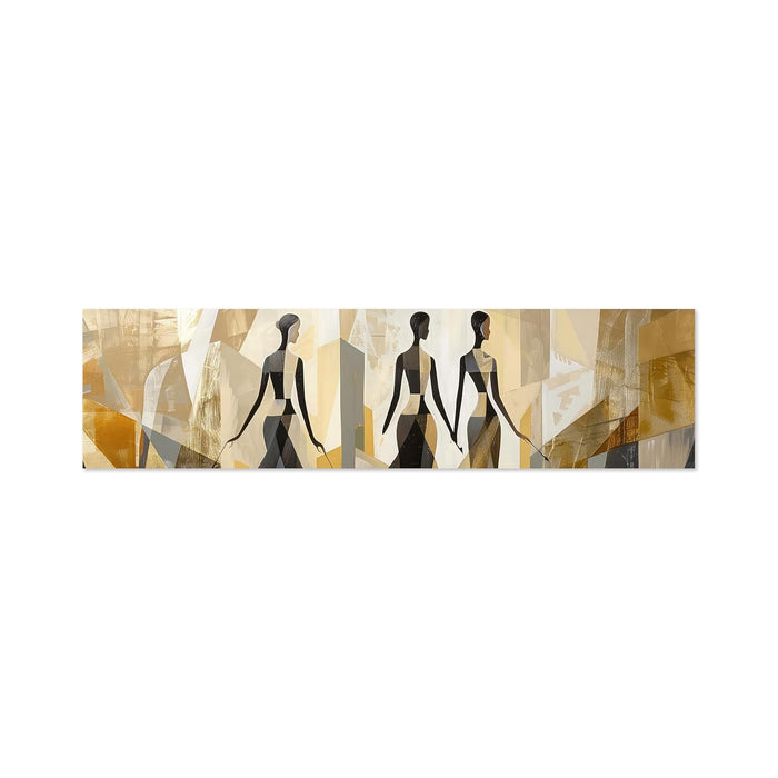 Large Stretched Canvas Painting, Panel Wall Art Print Minimalis African Woman Luxury Paintings for Home Decoration (Beige, 12x46 Inch)