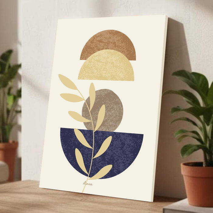 Abstract leaves face Stretched Canvas Wall Art Modern Boho Illustration Painting for Home & Office Wall Decor, (16x22 Inch)