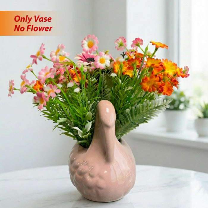 Art Street Elegant Swan-Shaped Ceramic Vase | Glossy Pink Decorative Flower Vase for Home, Living Room & Table Décor, (Vase Only Not Plant)