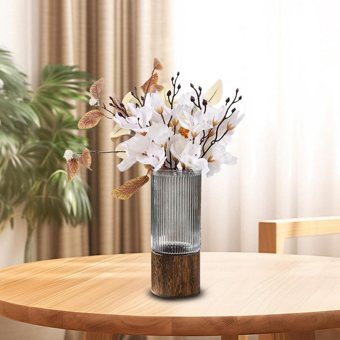 Glass Flower Vase for Modern Decorative Flower and Plants for Table Centerpiece Decoration (10x25 cm)