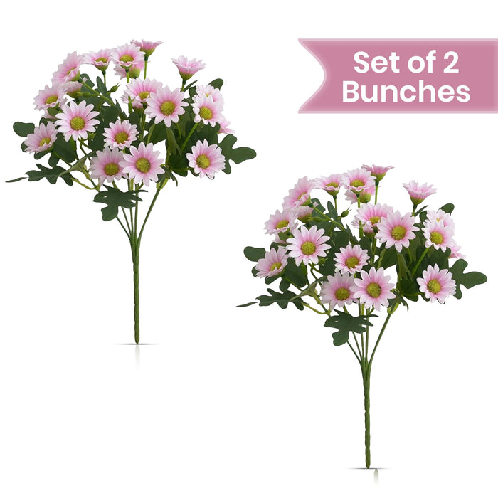 Art Street Artificial Pink Flowers Bunch |Daisy Flowers for Home | Living Room, Valentine Day Décor |Christmas Day, New Year Gift, 7 Head 21 Flowers| Pack of 2|Size 13 INCH, (Without Vase)