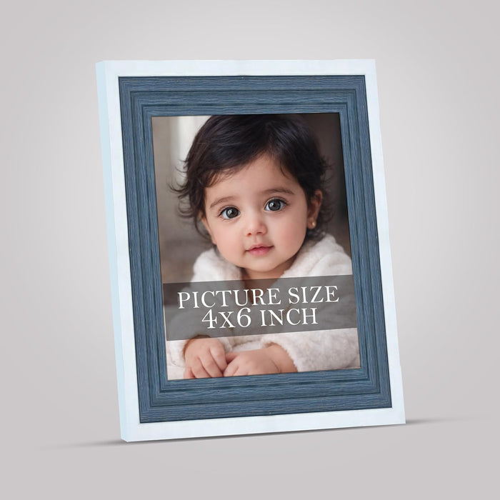 Luxury Photo Frame for living room, Modern Step Design Photo Frames for Photograph, Art Work, Kids Room (4x6 Inch, Blue)