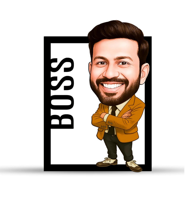 Personalized Caricature Gifts for Men Boss, Employee Friends, Brother, BFF, Boyfriend, Father Character Caricature Standee, Photo Frame Unique Design Customized Gift for Friends & Family