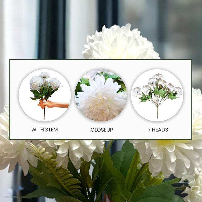 Art Street Artificial Flower Bunch| Silk White Hydrangea Flower for Home|