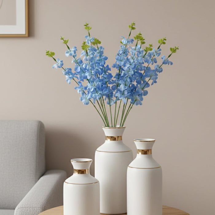 Art Street Artificial Blue Cherry Blossom Flower Bunch for Table Indoor Home Decoration |Valentine Day, Christmas Day, New Year Decor | Pack of 2|16 Stems, Size: 18.5 Inch (Without Pot)