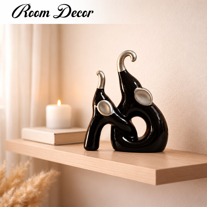 Diwali Decor Set of 2 Elephant Figurines, Ceramic showpiece for Home Decoration, Diwali Gifts, Festive Decor & Pooja Decor (7.5x6.5 Inch)