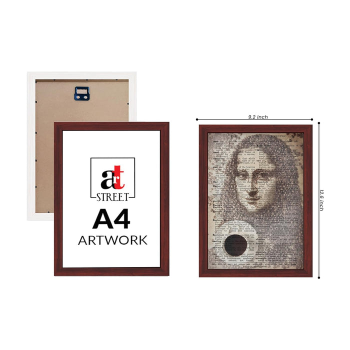 Art Street Dictionary Art Prints Spotted the Text Portrait of Mona Lisa Theme, Framed Posters for Home Décor & Wall Decoration for Living Room (Set of 3,12.6 X 9.2 Inch)