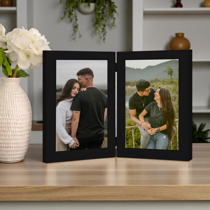 Art Street Folding Table Stand Valentine Couple Black 5x7 Inch Photo Frame For Home Décor | Foldable Photo Frame with Acrylic Plexiglass | For Bedroom, Hallways, Office, Living Room (13x18 CM)