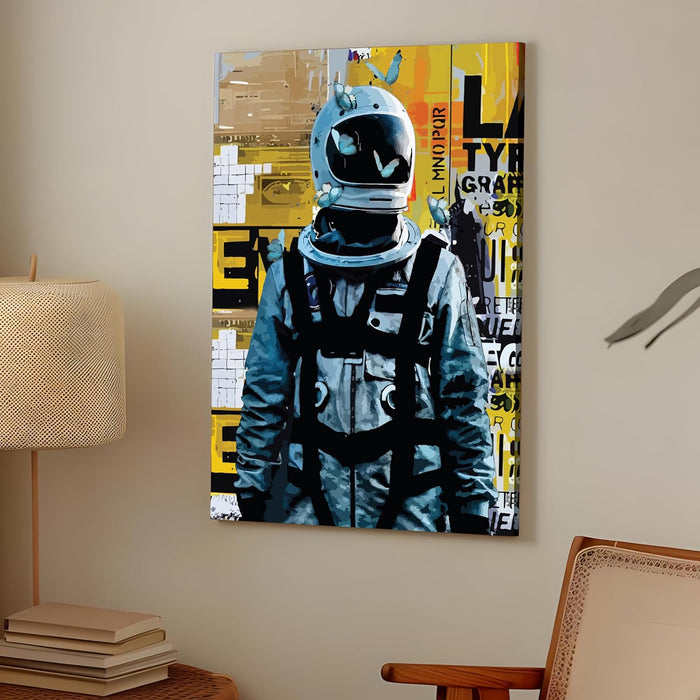 Art Street Stretched Canvas painting Space Astronaut Starry Night Graffiti Butterfly Wall Art for Home Decor, Living Room, Office.
