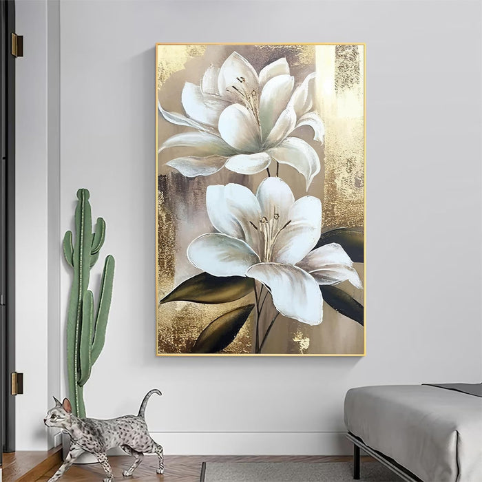 Art Street Canvas Painting Simple White Flower Decorative Wall Art For Living Room (Size:23x35 Inch)