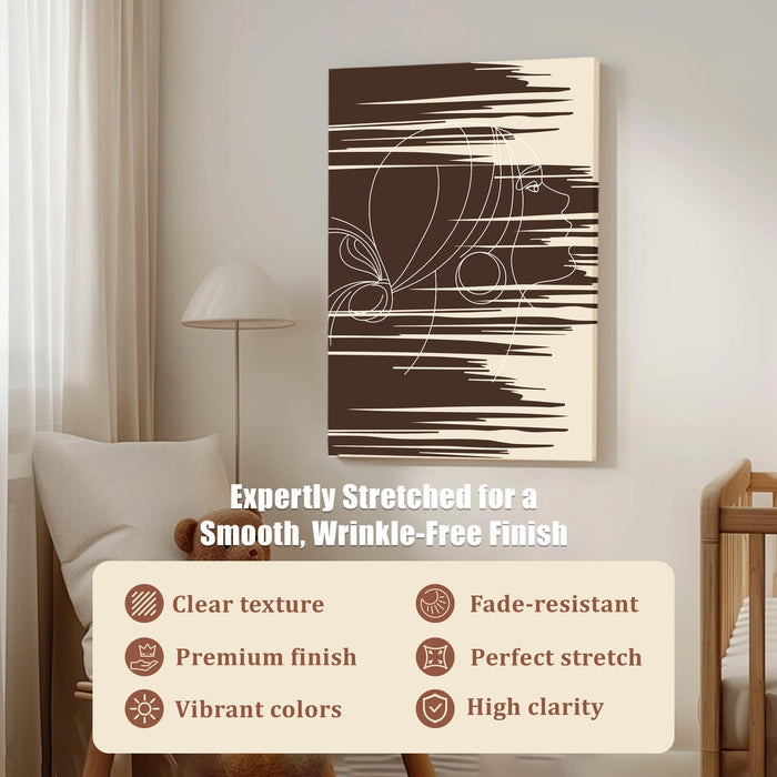 Abstract Women Dark face Pattern Stretched Canvas Wall Art Modern Boho Illustration Painting for Home & Office Wall Decor, (16x22 Inch)