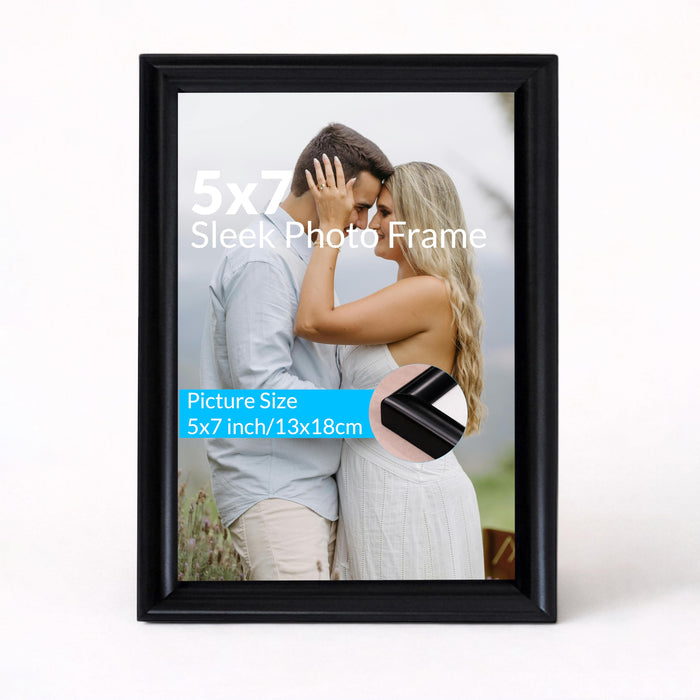 Art Street Picture Table Photo Frame Set of 2 for Bedroom, Tabletop Frames with Stand, Modern Farmhouse Photo Frames for Couples, Weddings, Home Decor, Portrait or Landscape Display (Black,5x7 Inch)