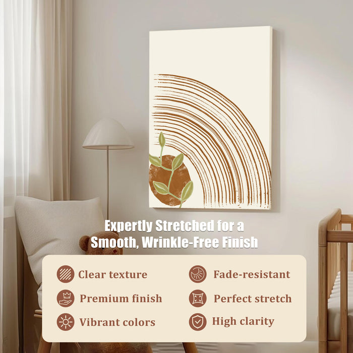 Abstract Rainbow theme Stretched Canvas Wall Art Modern Boho Illustration Painting for Home & Office Wall Decor, (16x22 Inch)