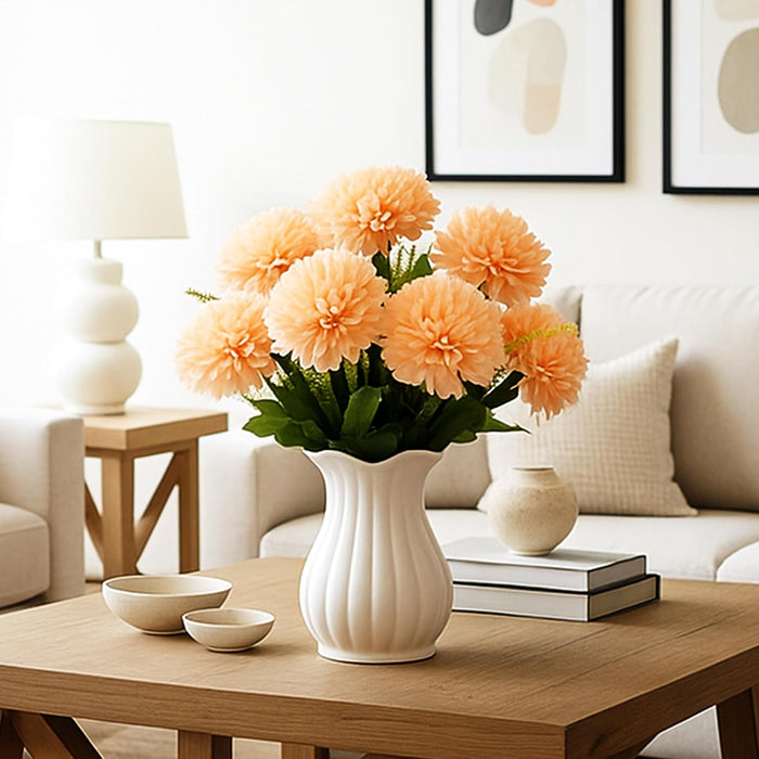 Art Street Artificial Flower Bunch| Silk Peach Hydrangea Flower for Home|