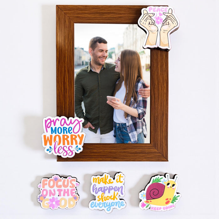 Art Street Table Photo Frame with MDF Magnet Sticker | Magnetic Message Sticker Couple Photo Frame for Valentine day, Anniversary Gift (4x6 Inch)