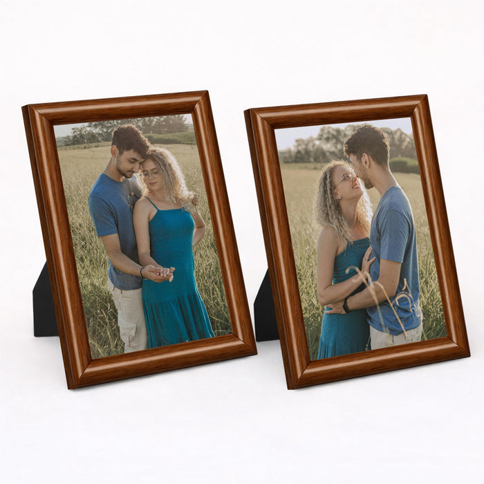 Art Street Picture Table Photo Frame Set of 2 for Bedroom, Tabletop Frames with Stand, Modern Farmhouse Photo Frames for Couples, Weddings, Home Decor, Portrait or Landscape Display (Brown, 4x6 Inch)