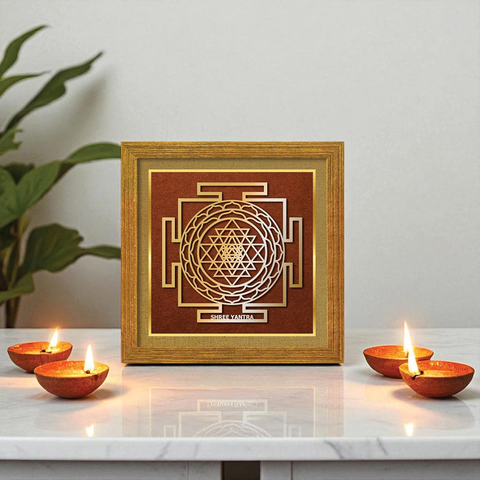 Shree Yantra for Vastu | Symbols of Hinduism Shree Yantra for Good Luck, Charm Wealth and Protection for Home, Office | Ideal Spiritual Gift for Women and Housewarming (9x9 Inch)