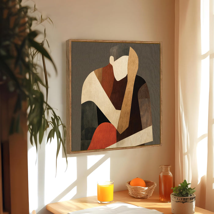 Abstract Women Figure Framed Painting For Living Room | Modern Figurative Large Canvas Painting With Frame Wall Art For Bedroom, Hallway's, Office, Hotel, Size 58x58 cm