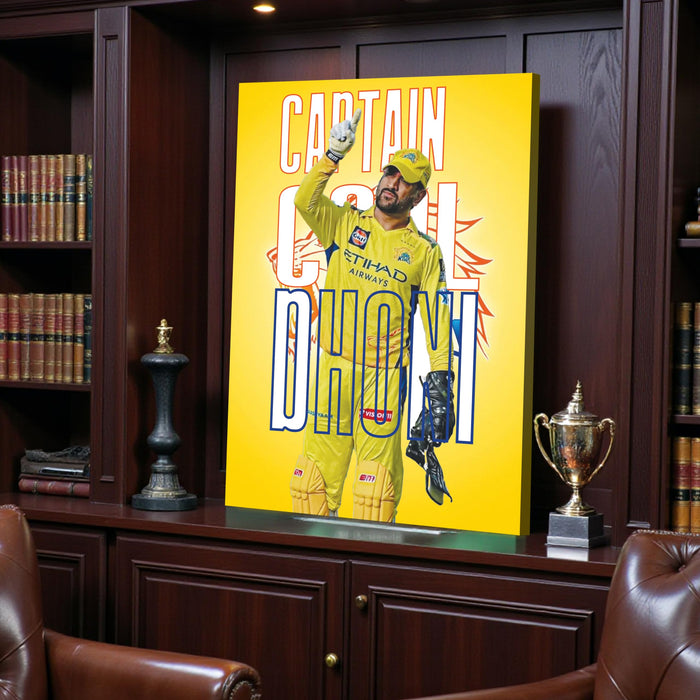 Dhoni Canvas Painting Wall Art Painting, Captain Cool Indian Cricket Legend, Premium Wall Art for Home, Office & Sports Room For Home Decor, 16 x 22 Inch