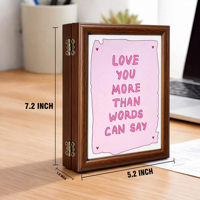 Greeting Card Photo Frame for Couples, Wooden Double Folding Love Photo Frame with Clip, Valentine’s Day Romantic Gift for Boyfriend, Girlfriend, Anniversary Wedding (5.2 x 7.2 Inch, Brown)