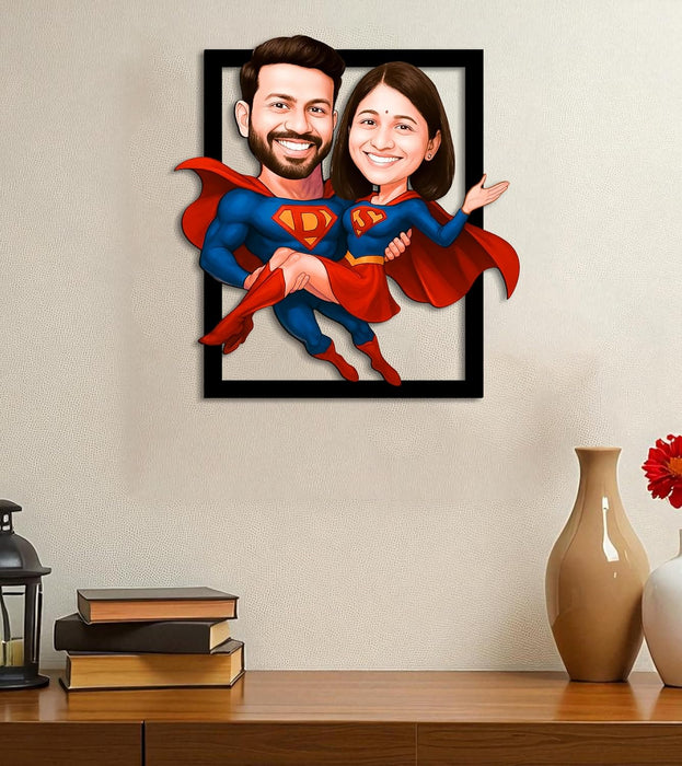 Personalized Gift for Friends, Brother, BFF, Boyfriend, Father Superhero Character Caricature Standee, Photo Frame Unique Design Customized Gift for Friends & Family