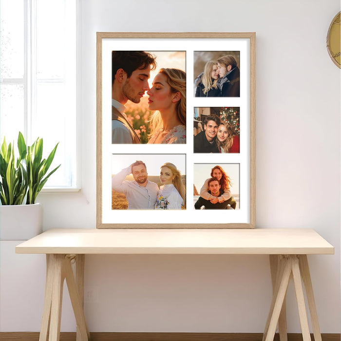 Photo Frame Collage 20x25, 15x20, 13x13 cm Photos Display 5 Openings Wall Mounting Home Décor Photo-Frame (44x54 cm)