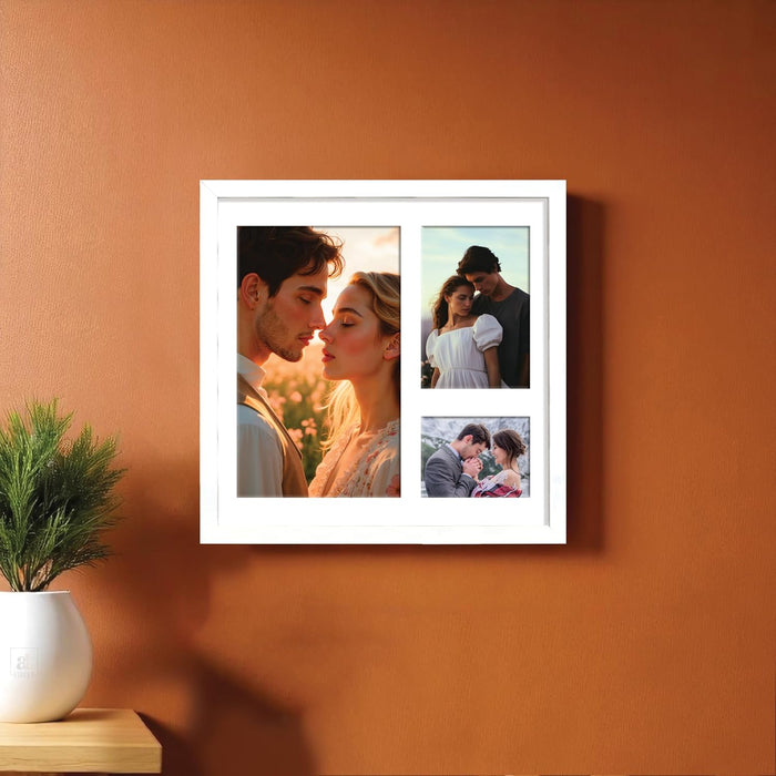 Photo Frame Collage 15x20, 10x15, 8x10 cm Photos Display 3 Oppenings Wall Mounting Home Décor Photo-Frame (34x34 cm)