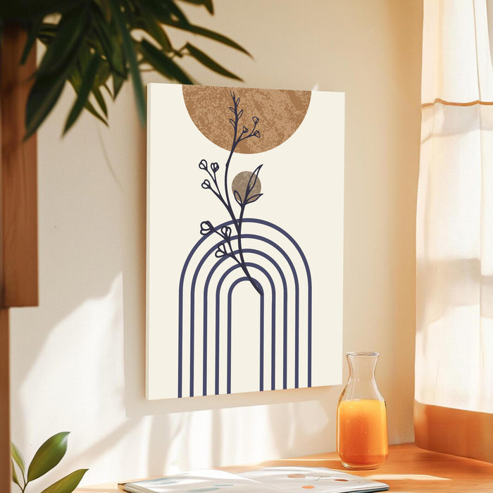Abstract Rainbow Botanical Stretched Canvas Wall Art Modern Boho Illustration Painting for Home & Office Wall Decor, (16x22 Inch)