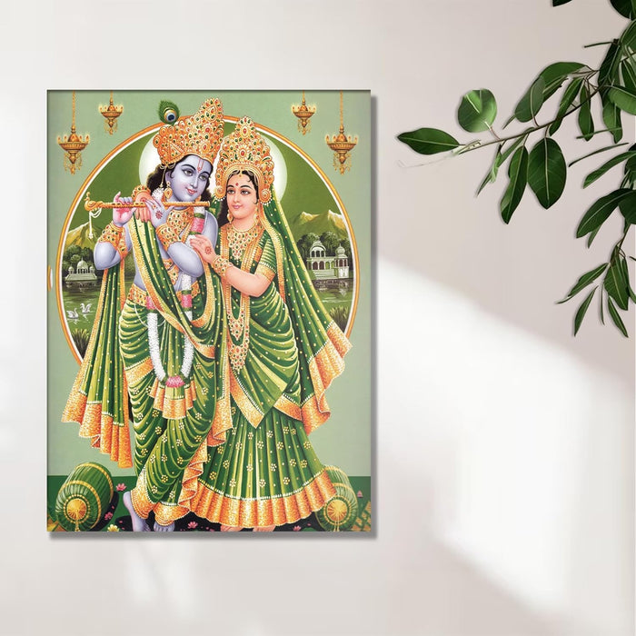 Spiritual Stretched Canvas Pooja room Temple Wall Art Print Painting on Stretched-Canvas (30x41 CM)