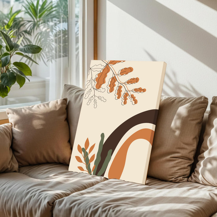 Abstract Nature Stretched Canvas Wall Art Modern Boho Illustration Painting for Home & Office Wall Decor, (16x22 Inch)