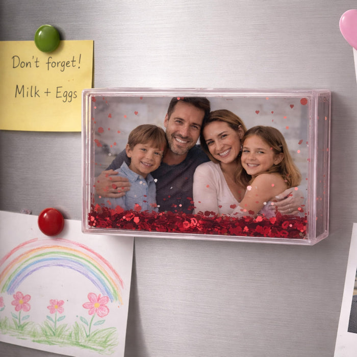 Art Street Red Glitter Magnetic Photo Frame, Liquid Filled Photo Holder, Dynamic Shaking Glitter Photos Magnet, Unique Valentine’s Day Gift, Acrylic Fridge Magnet Frame, 2.3x3.7 Inch