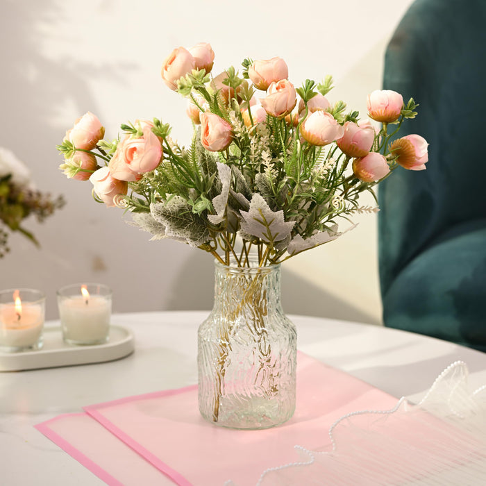 Art Street Artificial White Rose Flowers Pione Bouquet for ' S Day, Rose Flowers Pione Bunch Ideal for Home, (Set of 2, 14 Head/Bunch), 13 Inch - Without Vase