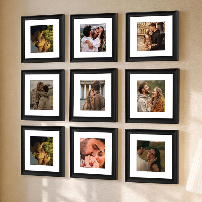 Wooden Cave Design Photo Frame Set of 9 | Black Picture Frames for Photos, Artwork & Certificates | Wall Décor for Living Room & Home (11x14 Inch)