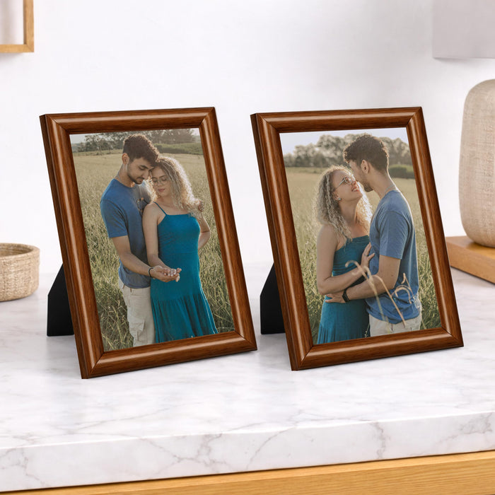Art Street Picture Table Photo Frame Set of 2 for Bedroom, Tabletop Frames with Stand, Modern Farmhouse Photo Frames for Couples, Weddings, Home Decor, Portrait or Landscape Display (Brown, 4x6 Inch)