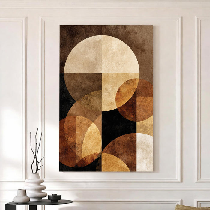 Modern Abstract Stretched Canvas Painting For Living Room | Retro Geometric Stretched Canvas Wall Art For Livingroom Home Decor, Bedroom, Hallway's, Office, Hotel - 56x86 cm
