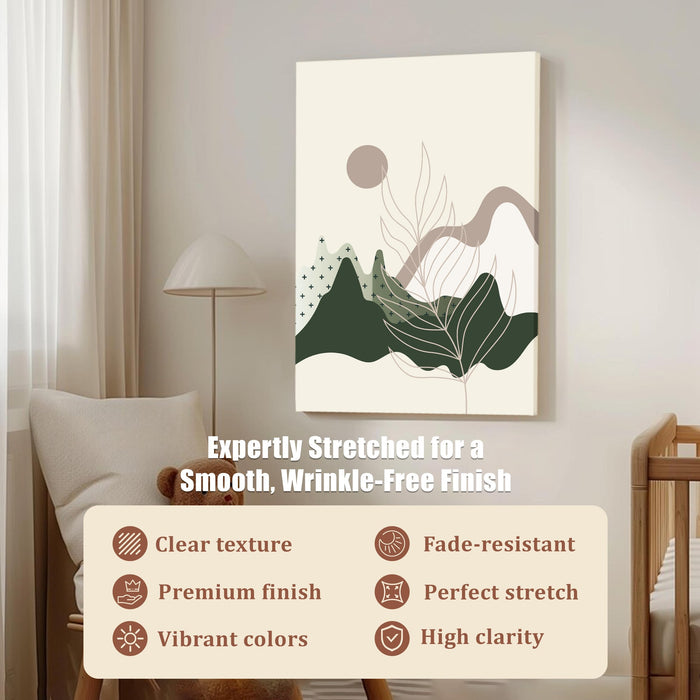 Abstract Sun Rising Stretched Canvas Wall Art Modern Boho Illustration Painting for Home & Office Wall Decor, (16x22 Inch)