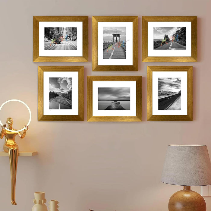 Art Street Decorative Individual Wall Photo Frame For Living Room, Bedroom, Offices - Set of 6 (6"x8" Picture Size matted to 4"x6")