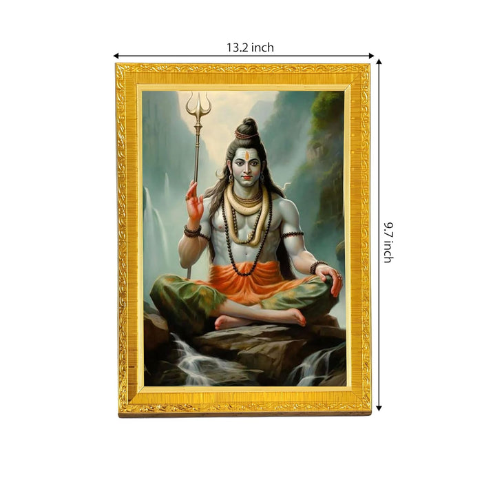 Mahadev Shiv Photo Frame for Mandir, Pooja Room | Divine Hindu Deity Wall Art (10x13 Inch)