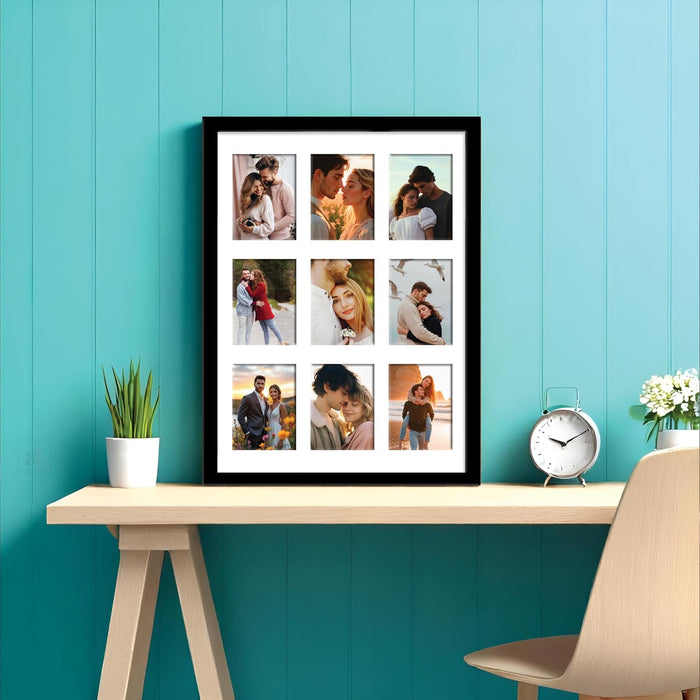 Photo Frame Collage 7x10 cm Photos Display 9 Openings Wall Mounting Home Décor, Photo-Frame (34x44 cm)