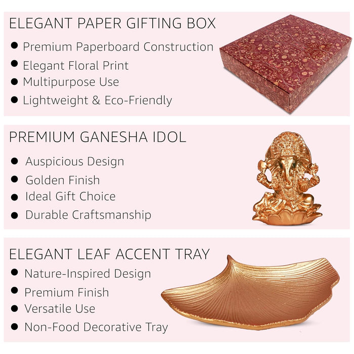 Ganesh Chaturthi Gift Hamper Box with Ganesha Idol & Decorative Tray, Ganesh Murti Idol.