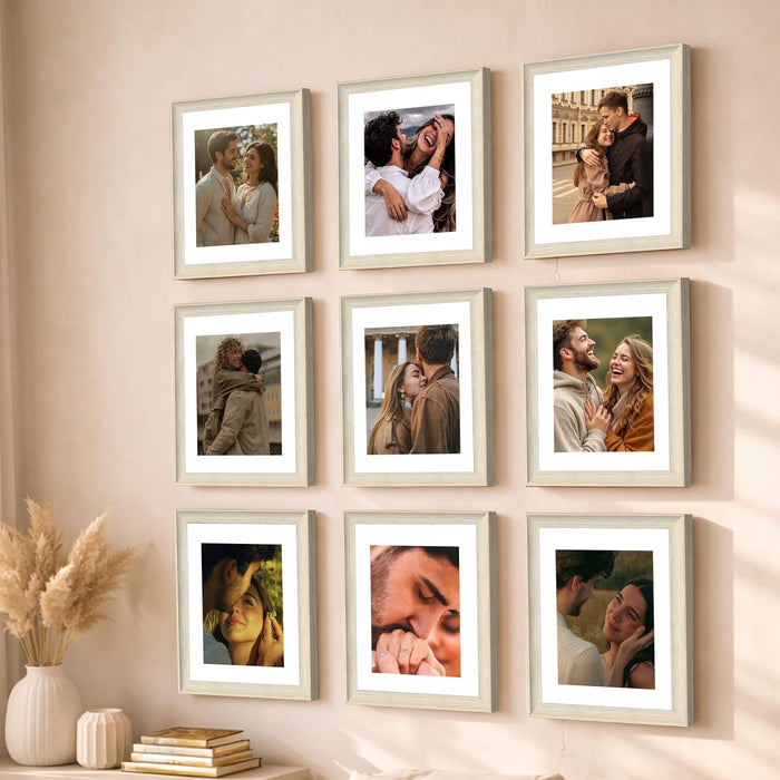 Wooden Cave Design Photo Frame Set of 9 | Black Picture Frames for Photos, Artwork & Certificates | Wall Décor for Living Room & Home (11x14 Inch)