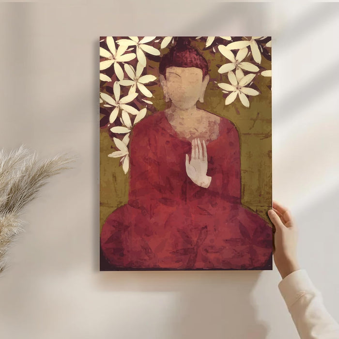 Budha Theme Stretched Canvas Painting Art Print | Digital Print On Stretched-Canvas (30x41 CM)