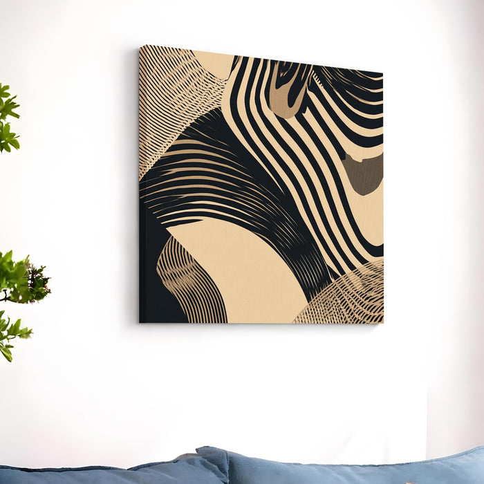 Livin'luxe Modern Optical Illusion Wall Art Painting For Living Room, Wavy Abstract Line Design Stretched Canvas Wall Art Poster for Living Room, Office & Home Decor (56xx56 cm)